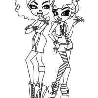 Desenho de Clawdeen Wolf e Howleen Wolf para colorir