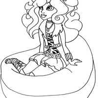 Desenho de Clawdeen Wolf sentada no puf para colorir