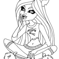 Desenho de Clawdeen Wolf sentada para colorir