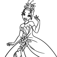 Desenho de Tiana dando oi para colorir