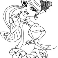 Desenho de Draculaura com chapéu para colorir