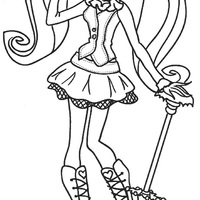 Desenho de Draculaura com sombrinha para colorir