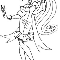 Desenho de Draculaura com vestido elegante para colorir