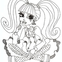 Desenho de Draculaura sentada para colorir