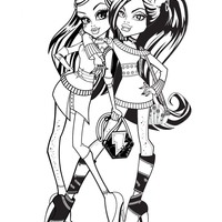 Desenho de Frankie Stein e Clawdeen Wolf para colorir