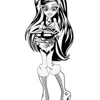 Desenho de Ghoulia Yelps e pilha de livros para colorir