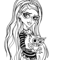 Desenho de Ghoulia Yelps e coruja para colorir