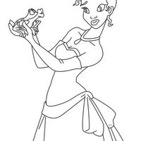 Desenho de Tiana vendo o sapo para colorir