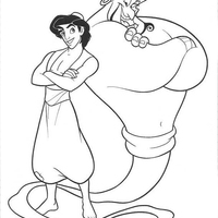 Desenho de Aladdin e gênio para colorir