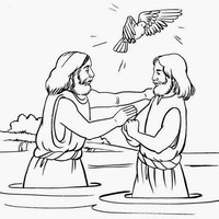 Desenho de Batismo de Jesus para colorir