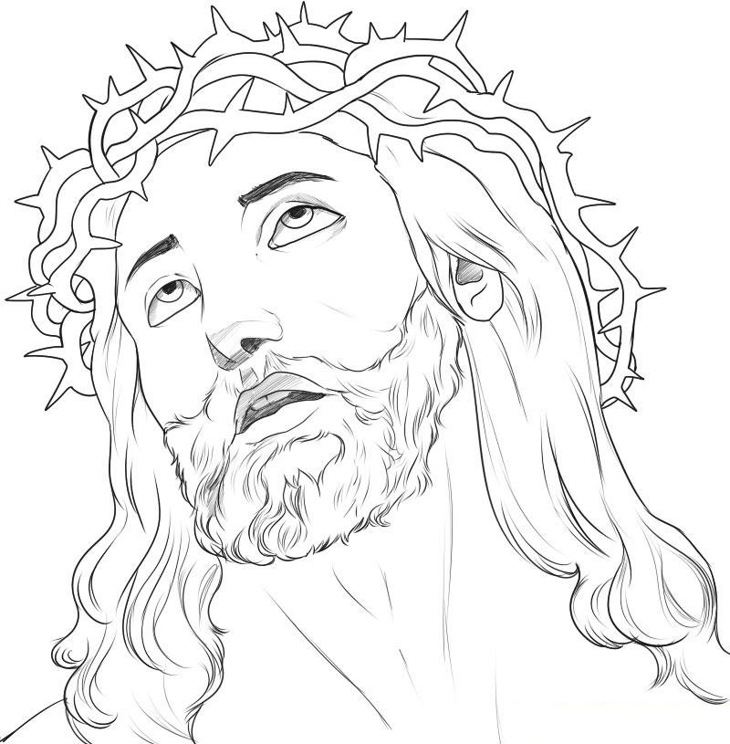 Desenho de Face de Jesus crucificado para colorir - Tudodesenhos