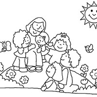Desenho de Jesus ama as crianças para colorir