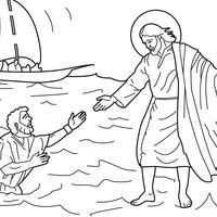 Desenho de Jesus anda sobre as águas para colorir