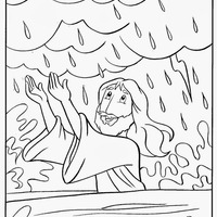 Desenho de Jesus acalmando a tempestade do mar para colorir