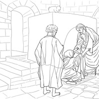Desenho de Jesus curando sogra de Pedro para colorir