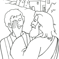 Desenho de Jesus curando cego para colorir