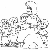 Desenho de Jesus e crianças para colorir