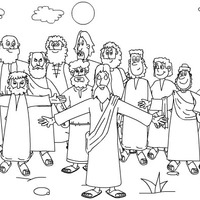 Desenho de Jesus e discípulos para colorir