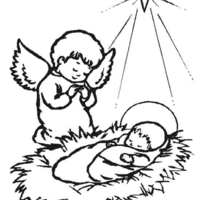Desenho de Jesus e o anjo para colorir