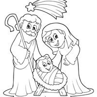 Desenho de Maria e José, pais de Jesus para colorir