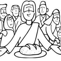 Desenho de Jesus multiplicando os pães para colorir