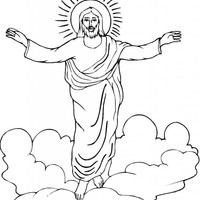 Desenho de Jesus no céu para colorir