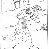 Desenho de Jesus orando no Horto das Oliveiras para colorir