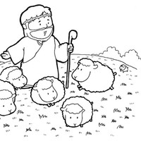 Desenho de Jesus pastor de ovelhas para colorir