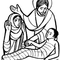 Desenho de Jesus ressuscita filho de viúva para colorir
