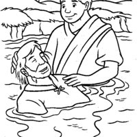 Desenho de Jesus sendo batizado para colorir