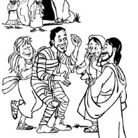Desenho de Jesus ressuscitando Lázaro para colorir