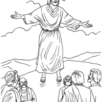 Desenho de Jesus subindo aos céus para colorir