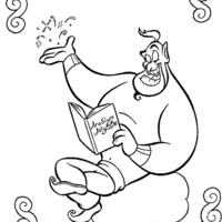 Desenho de Gênio azul lendo um livro para colorir
