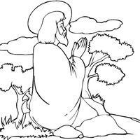 Desenho de Jesus rezando para colorir