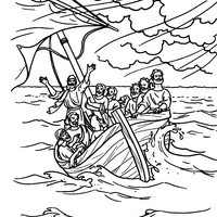 Desenho de Jesus tranquilizando a tempestade para colorir