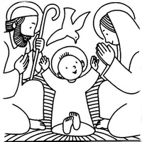 Desenho de José, Maria e Jesus para colorir