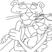 Desenho de Pantera Cor-de-Rosa e sua namorada para colorir