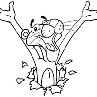 Desenho de Pantera Cor-de-Rosa feliz para colorir