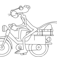 Desenho de Pantera Cor-de-Rosa na bicicleta para colorir