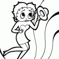 Desenho de Betty Boop com cartola para colorir