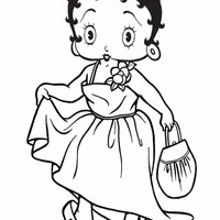 Desenho de Betty Boop com roupas de sua mãe para colorir
