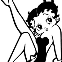 Desenho de Betty Boop com perna pra cima para colorir