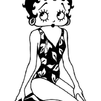 Desenho de Betty Boop de biquini para colorir