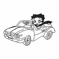 Desenho de Betty Boop dirigindo carro para colorir