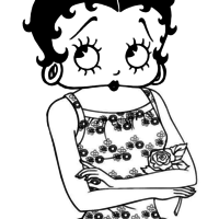 Desenho de Betty Boop e rosa para colorir