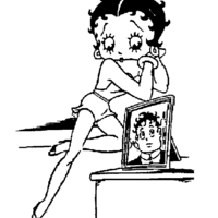 Desenho de Betty Boop em seu quarto para colorir