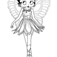 Desenho de Betty Boop fada borboleta para colorir