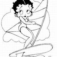 Desenho de Betty Boop fazendo vela para colorir