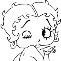 Desenho de Betty Boop mandando beijo para colorir