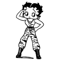 Desenho de Betty Boop militar para colorir